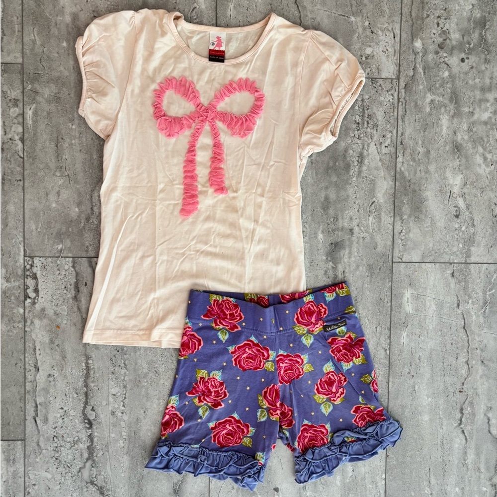 Matilda Jane Kids Bow Tee and Floral Shorts Set